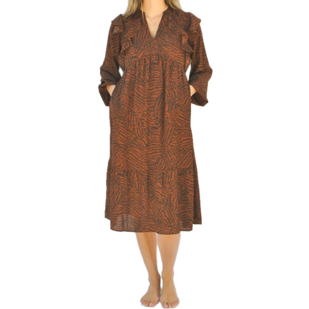 A New Day Brown and Black Midi Length Dress